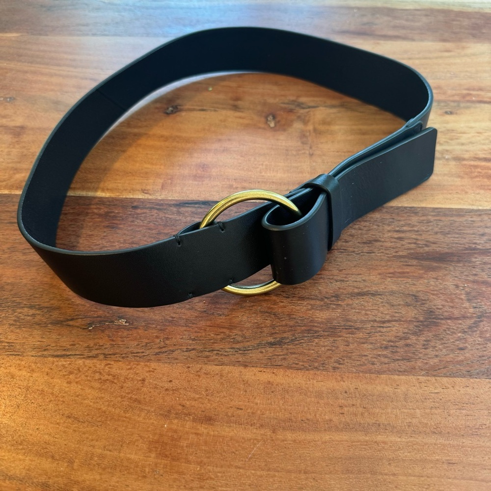 Evereve Black Belt with Gold Buckle